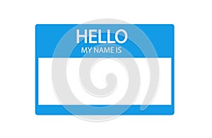 Hello, my name is introduction blue flat label photo