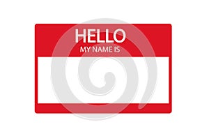 Hello, my name is introduction red flat label