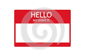 Hello, my name is introduction red flat label photo