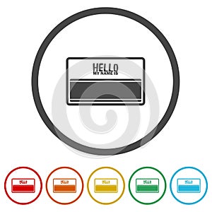 Hello my name is label. Set icons in color circle buttons