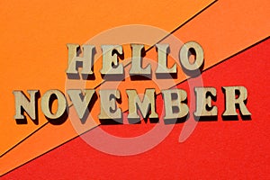 Hello November, phrase as banner headline