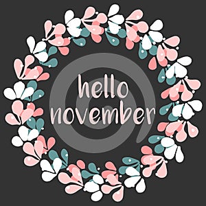 Hello november wreath vector card