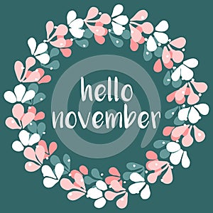 Hello november wreath vector card