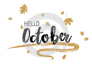 Hello October autumn seasonal calligraphic banner