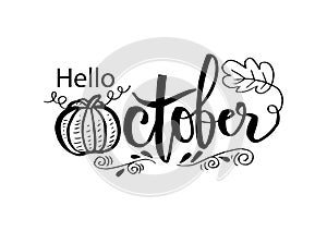 Hello October greeting card. photo