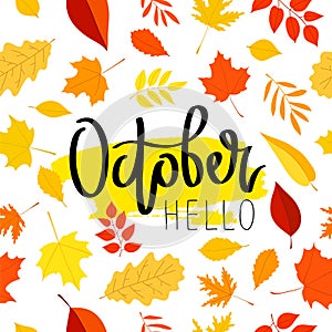 Hello October. The trend calligraphy. photo