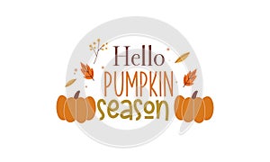 Hello Pumpkin Season Cute Hand Drawn Vector