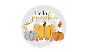 Hello Pumpkin Season Cute Hand Drawn Vector