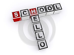 Hello school word block on white