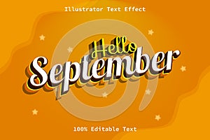 Hello September With Cartoon Retro Style Editable Text Effect