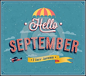 Hello september typographic design.