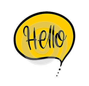 Hello sing lettering. Vector illustration isolated on white background