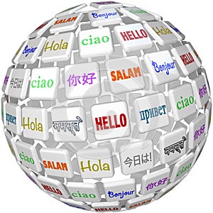 Hello Sphere Word Tiles Global Languages Cultures photo