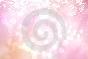Hello spring background. Abstract blurred vivid summer light delicate bright pink white yellow bokeh background texture with