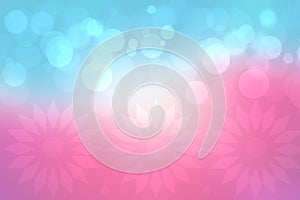 Hello spring background. Abstract bright spring or summer landscape texture with natural pink bokeh lights with sun flowers and