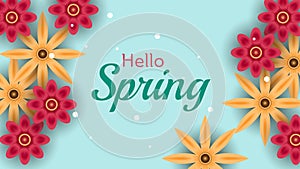 hello spring background with flowers