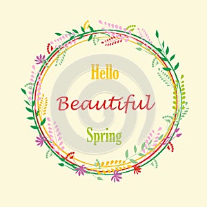 Hello Spring Background With Flowers. frame