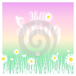 hello spring background with hello spring lettering vector illustration