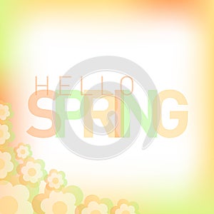 hello spring background with hello spring lettering vector illustration