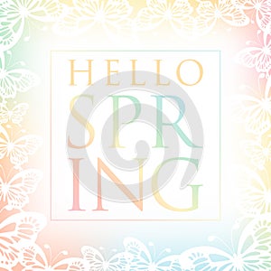 hello spring background with hello spring lettering vector illustration