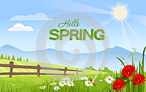 Hello spring background vector