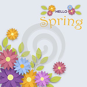 Hello spring color nature flower greeting card