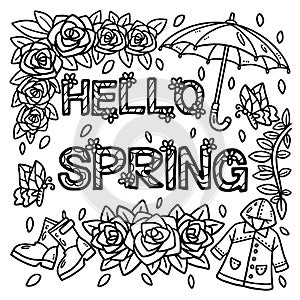 Hello Spring Coloring Page for Kids