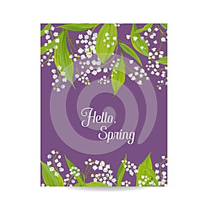 Hello Spring Floral Card for Holidays Decoration. Sprinttime Background. Wedding Invitation, Greeting Template