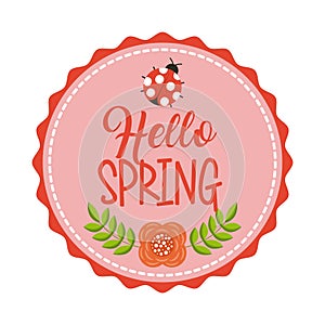 Hello spring floral decoration ladybug flower banner