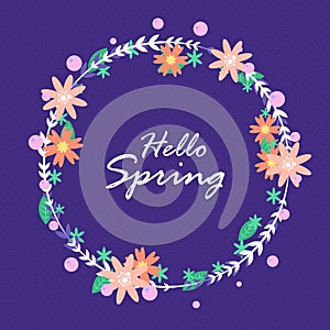 Hello spring. Hello spring greeting card with daisies.
