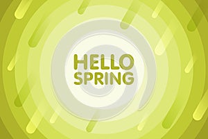 Hello spring. Modern cover design. Vector seasonal illustration. Abstract background with green geometric round