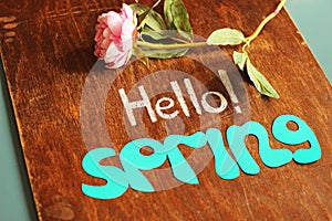 Hello spring note and flower