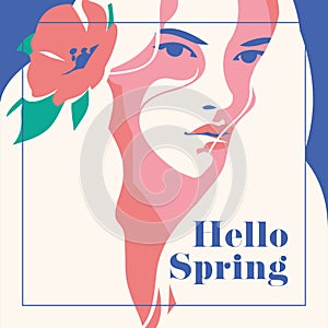 Hello Spring romantic banner or flyer.