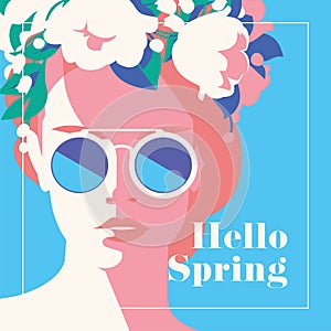 Hello Spring romantic banner or flyer.