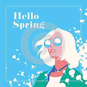 Hello Spring romantic banner or flyer.