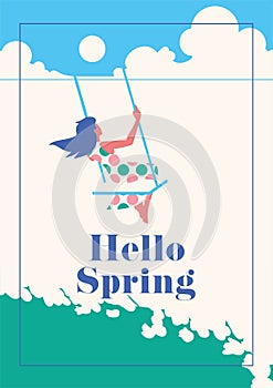 Hello Spring romantic poster.