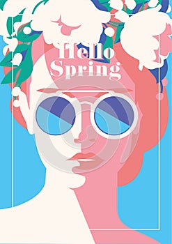 Hello Spring romantic poster.