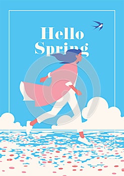 Hello Spring romantic poster.