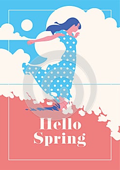 Hello Spring romantic poster.