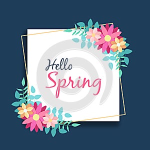 Hello spring season flower frame greeting card