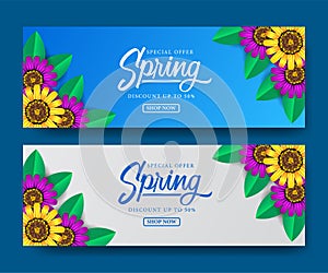 Hello Spring special offer background with beauty flower blossom