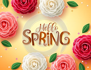 Hello spring text vector concept design. Hello spring greeting design