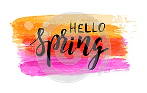 Hello spring watercolor brushed background