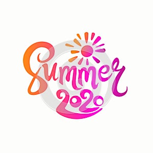 Hello Summer 2020. Bright lettering template