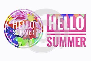 Hello summer banner on white background