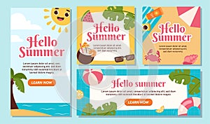 Hello summer banners set