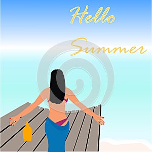 Hello summer Beach Vector Design