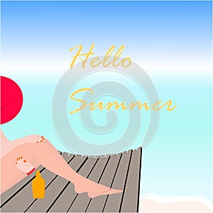 Hello summer Beach Vector Design