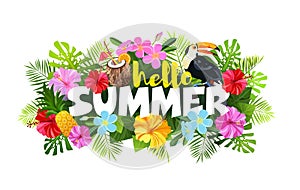 Hello Summer composition vector illustration