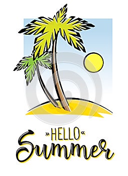 Hello Summer. Creative graphic vector lettering